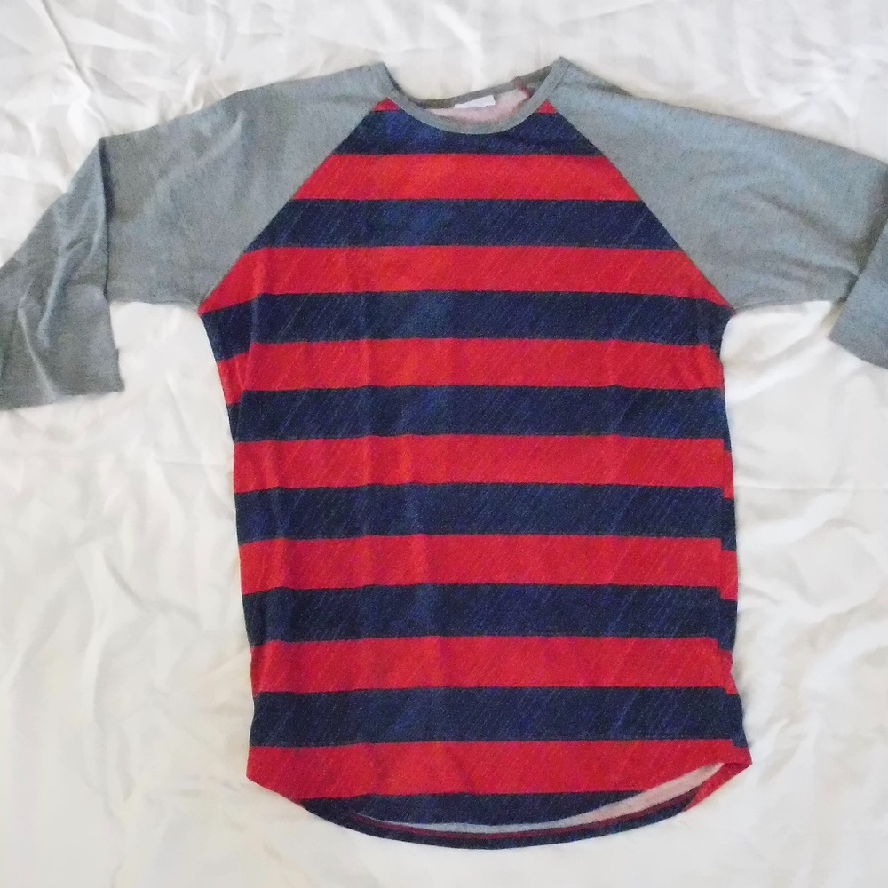 LuLaRoe Red and Blue Striped Randy, Size Large